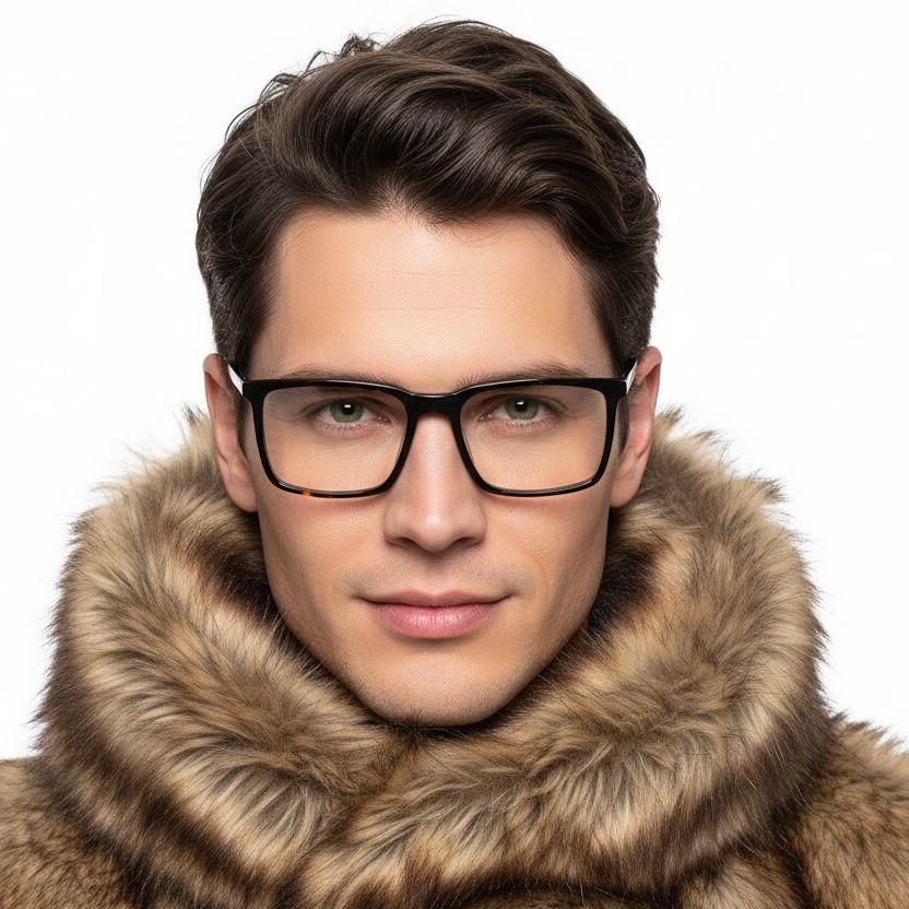 Gafas rectangulares de acetato negro #BS2425-0959