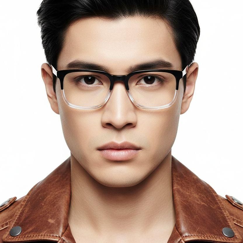 Gafas rectangulares de acetato negro #BS2425-0962