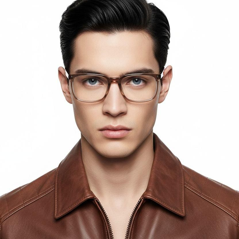 Gafas rectangulares de acetato marrón #BS2425-0964