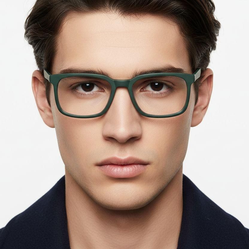 Rectangular Green Acetate Glasses #BS2425-0966