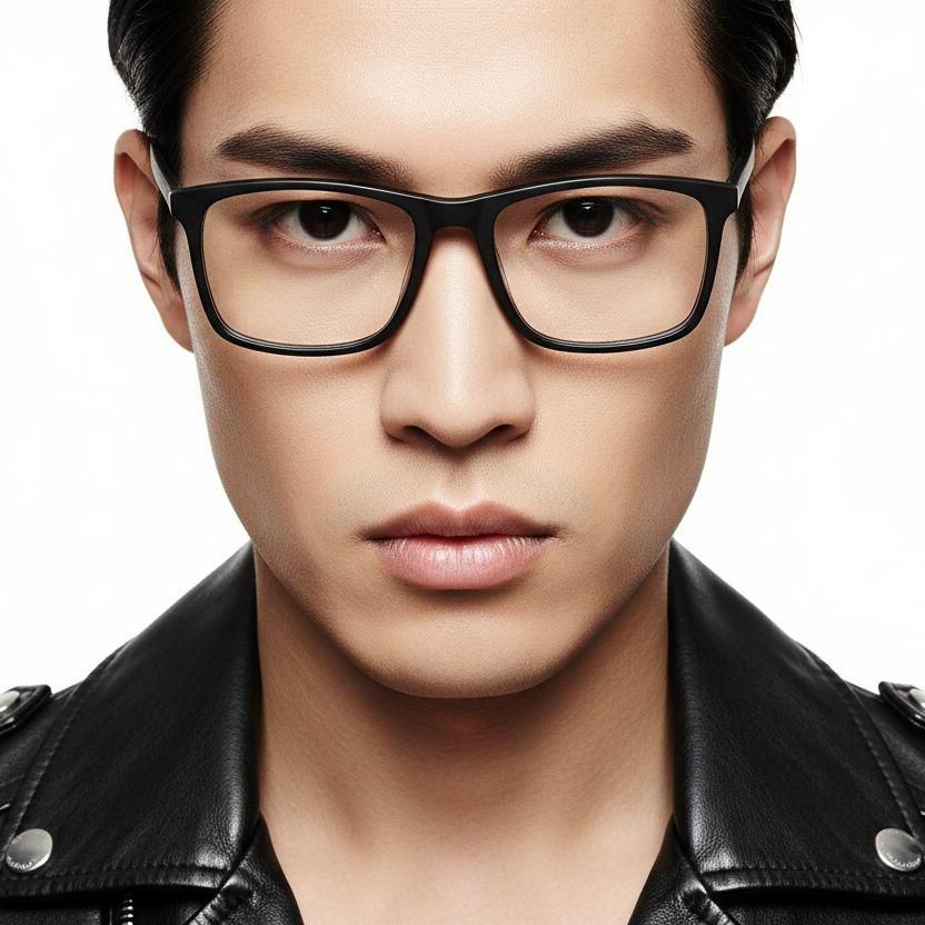 Gafas rectangulares de acetato negro #BS2425-0971