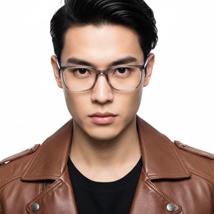 Rectangular Gray Acetate Glasses #BS2425-0974