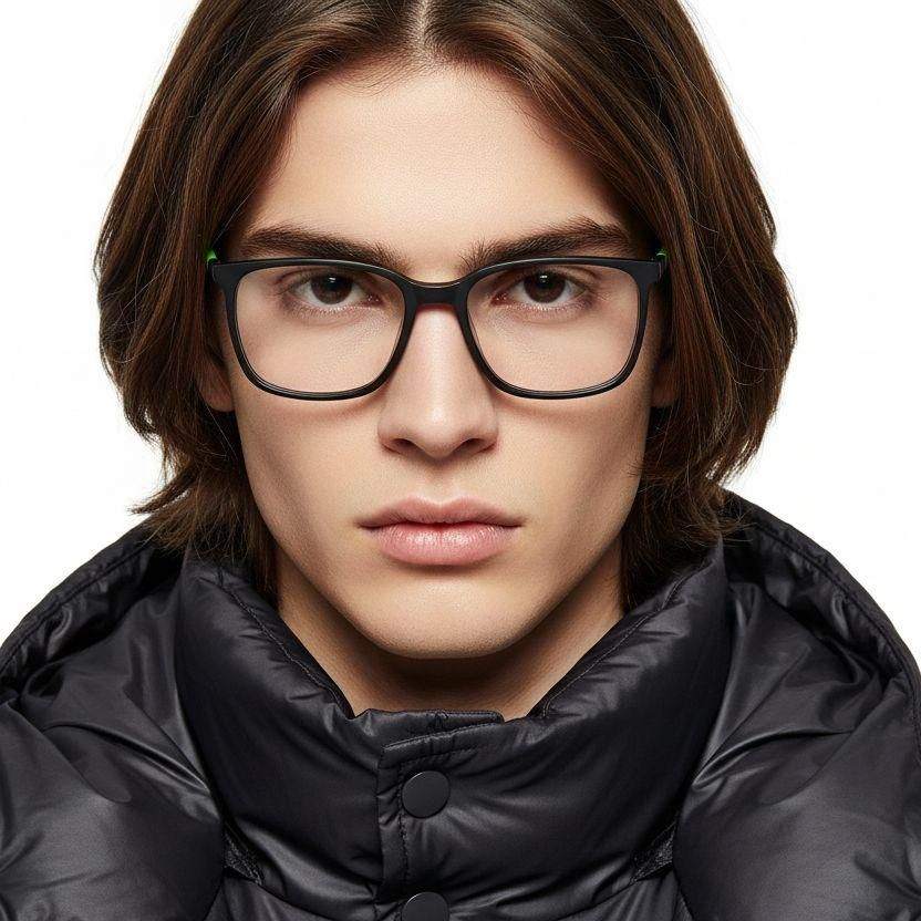 Rectangular Black Acetate Glasses #BS2425-0977