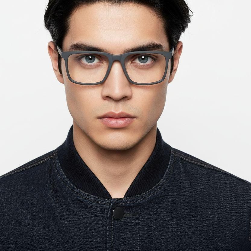 Rectangular Gray Acetate Glasses #BS2425-0986