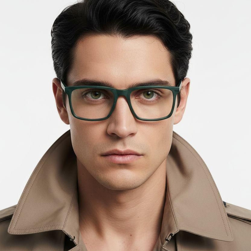 Rectangular Green Acetate Glasses #BS2425-0987