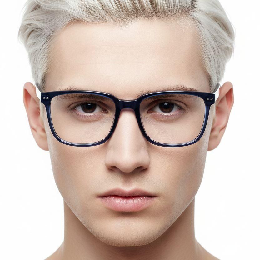 Rectangular Blue Acetate Glasses #BS2425-0990