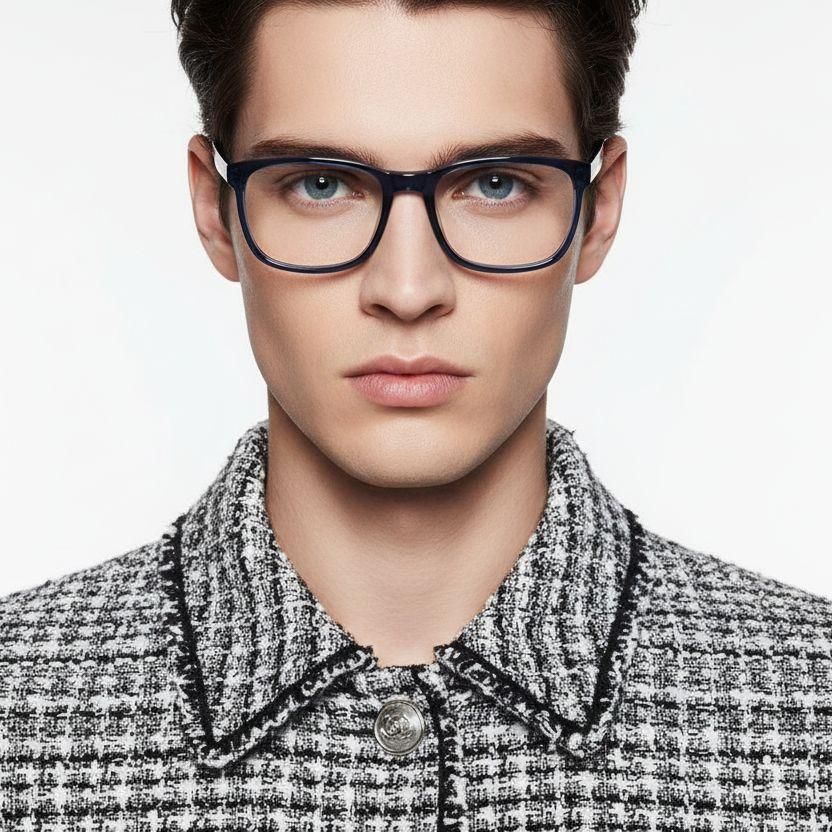 Rectangular Blue Acetate Glasses #BS2425-0994