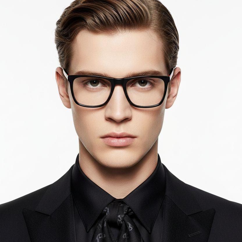 Rectangular Black Acetate Glasses #BS2425-0998