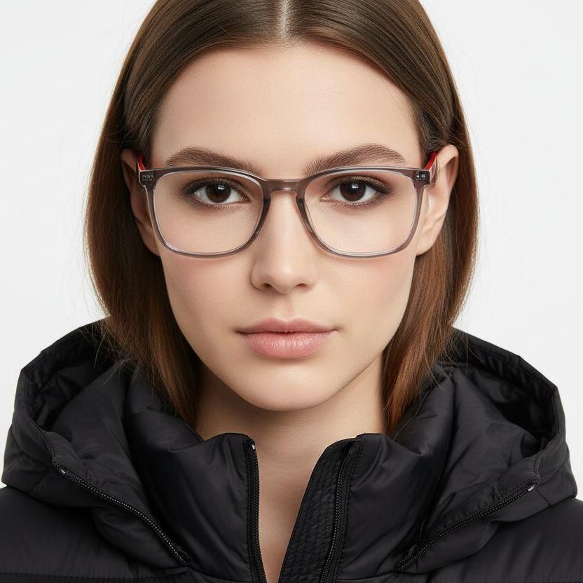 Rectangular Gray Acetate Glasses #BS2425-1003