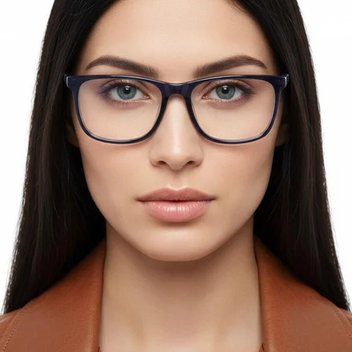 Lunettes rectangulaires en acétate bleu #BS2425-1004
