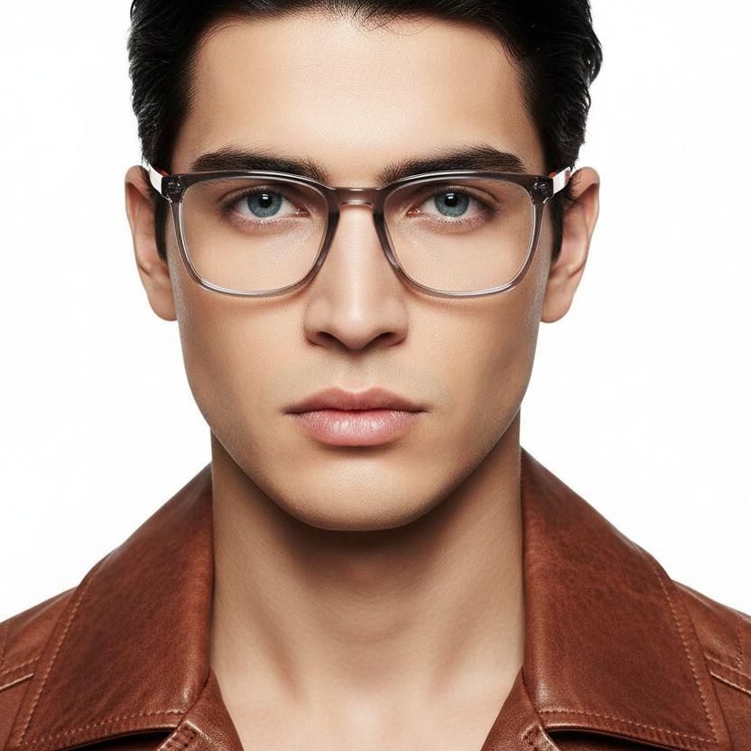 Rectangular Gray Acetate Glasses #BS2425-1009