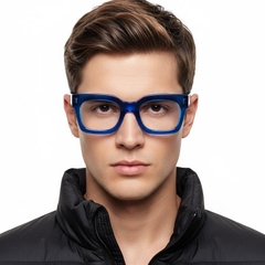 Rectangular Blue Acetate Glasses #BS2425-1020