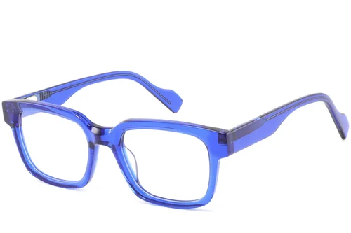 Lunettes rectangulaires en acétate bleu #BS2425-1025