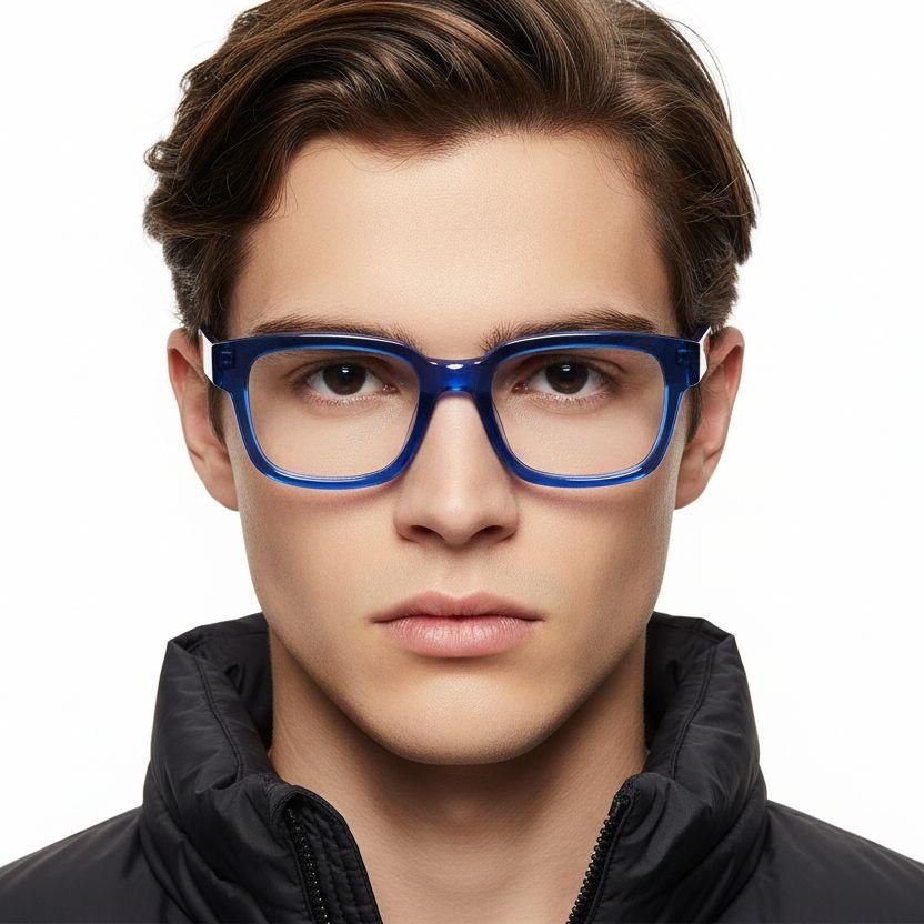 Rectangular Blue Acetate Glasses #BS2425-1025