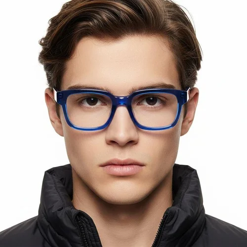 Lunettes rectangulaires en acétate bleu #BS2425-1025