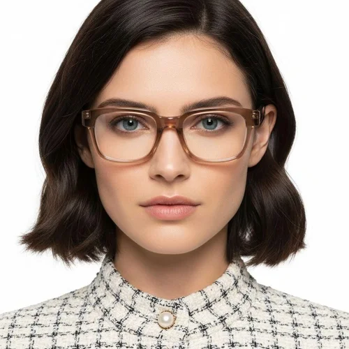Lunettes rectangulaires en acétate brun #BS2425-1027