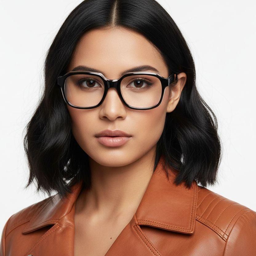 Rectangular Black Acetate Glasses #BS2425-1028