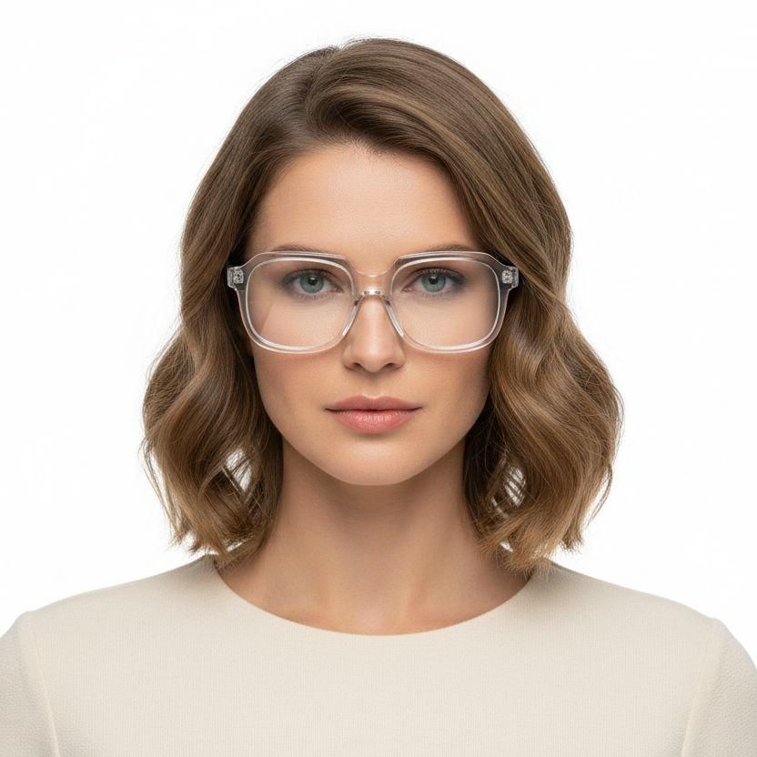 Rectangular Transparent Acetate Glasses #BS2425-1029