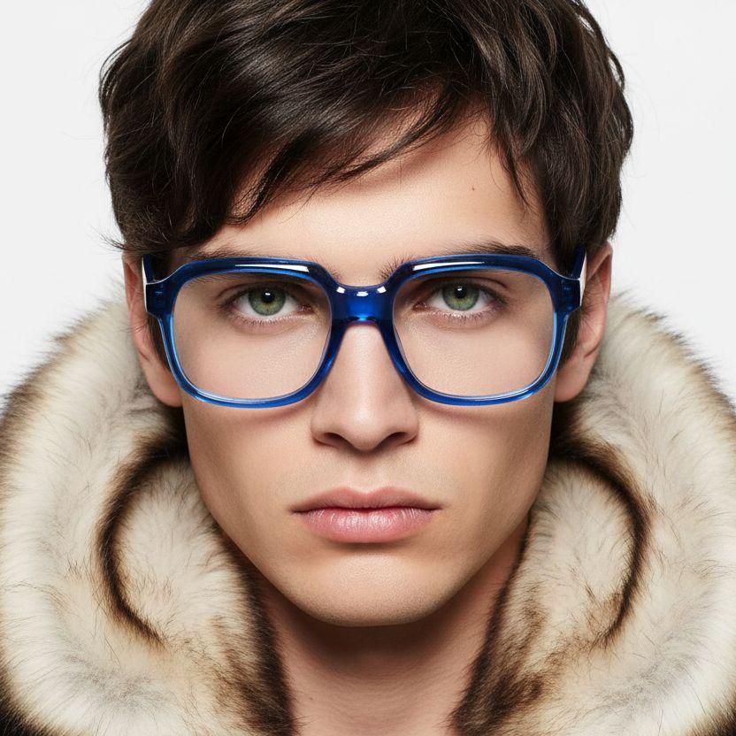 Rectangular Blue Acetate Glasses #BS2425-1031