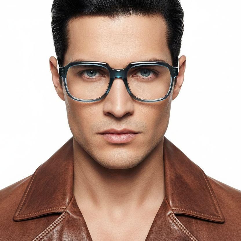Rectangular Green Acetate Glasses #BS2425-1032