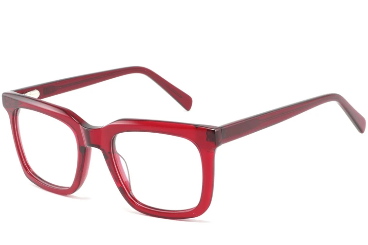 Verres rectangulaires en acétate rouge #BS2425-1035