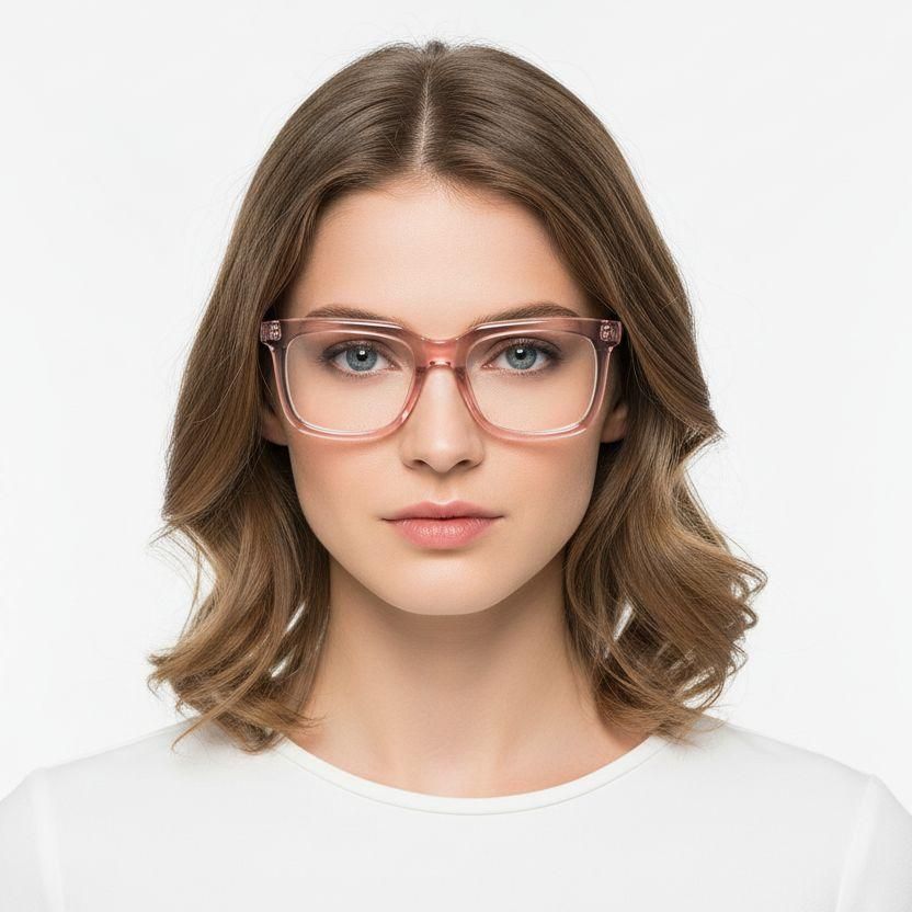 Rectangular Pink Acetate Glasses #BS2425-1038