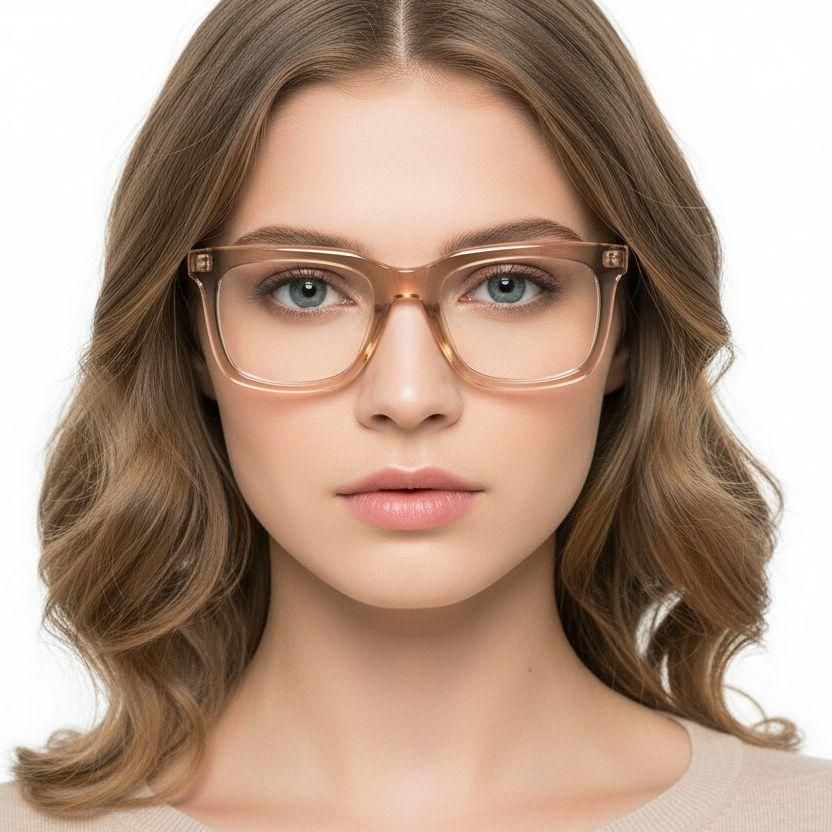 Rectangular Brown Acetate Glasses #BS2425-1039