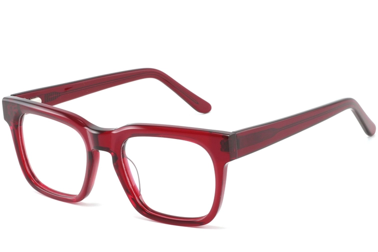 Verres rectangulaires en acétate rouge #BS2425-1041