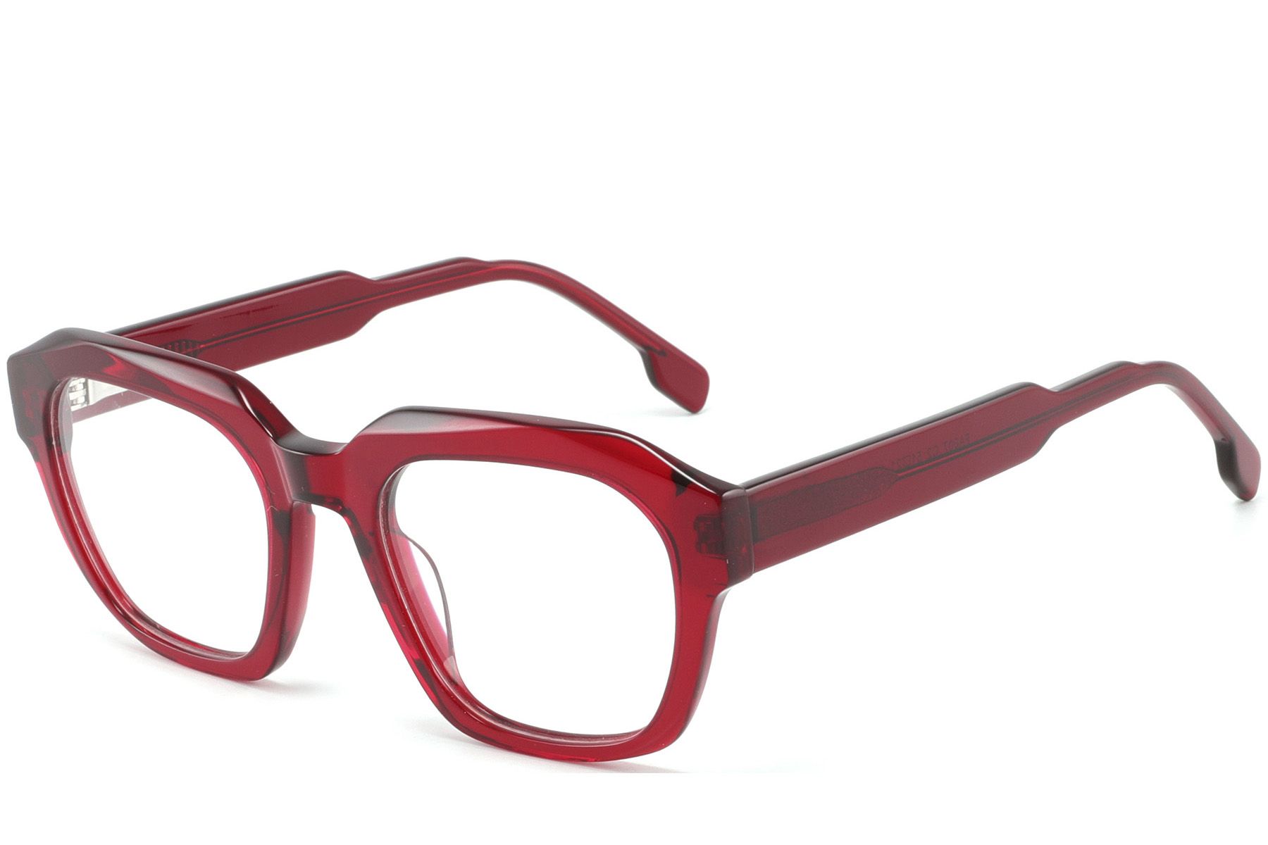 Rectangular Red Acetate Glasses #BS2425-1047