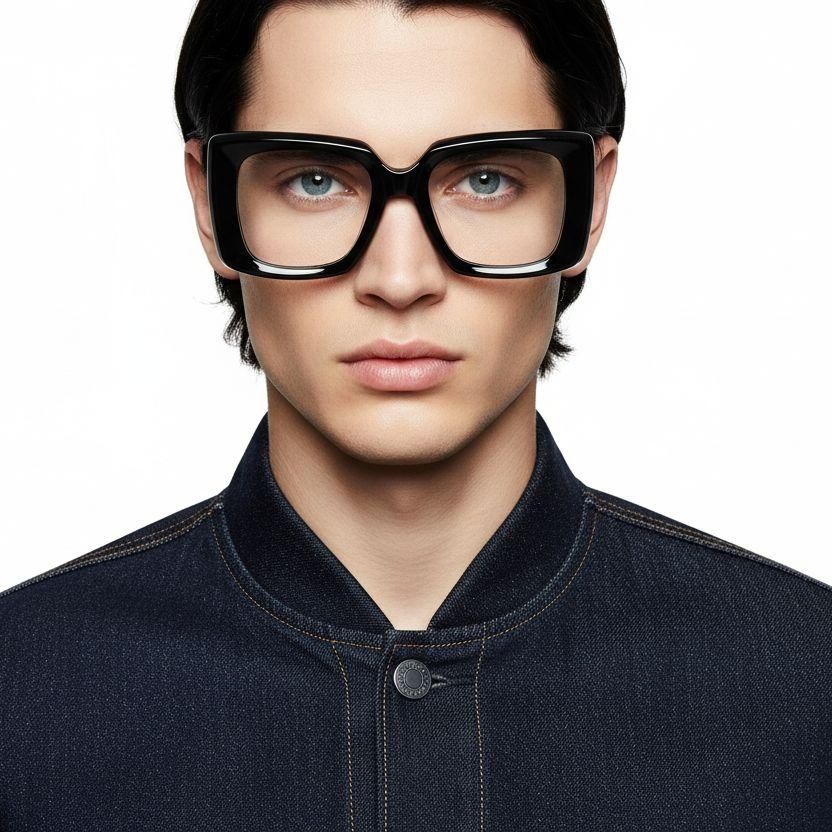Rectangular Black Acetate Glasses #BS2425-1052