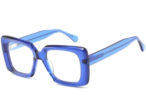 Lunettes rectangulaires en acétate bleu #BS2425-1055