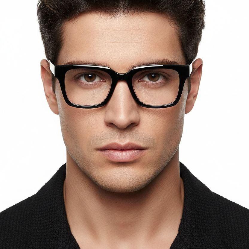 Rectangular Black Acetate Glasses #BS2425-1058
