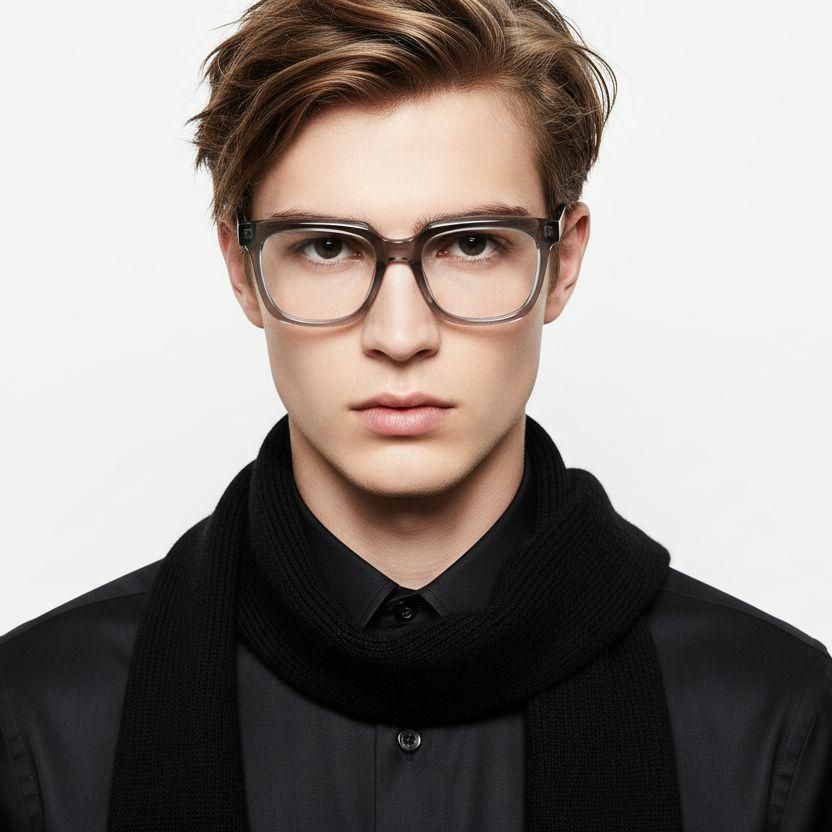 Rectangular Gray Acetate Glasses #BS2425-1065