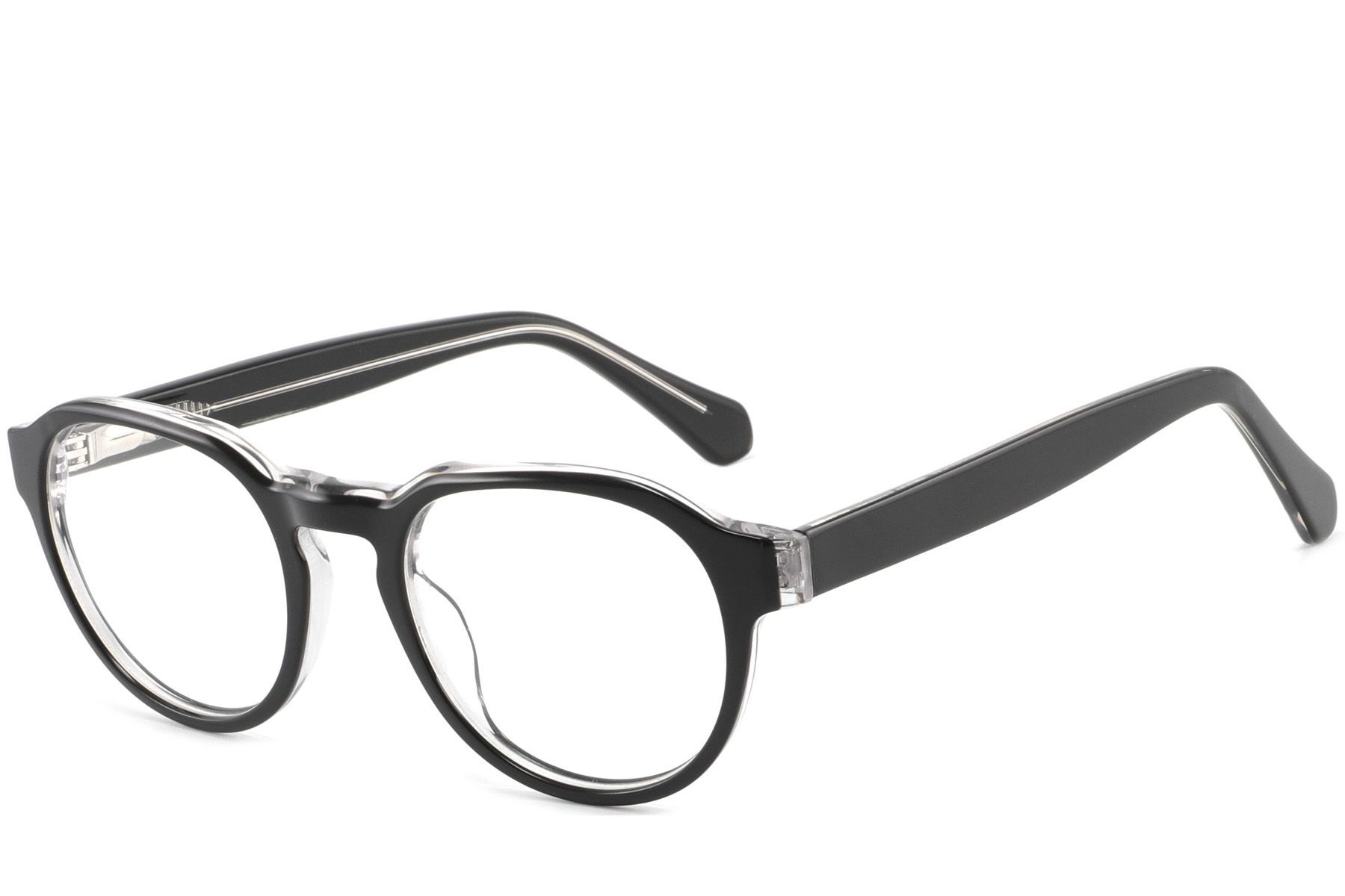 Oval Black Acetate Glasses #BS2425-1070