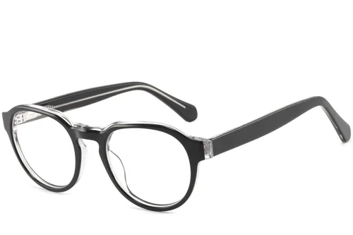 Lunettes ovales en acétate noir #BS2425-1070