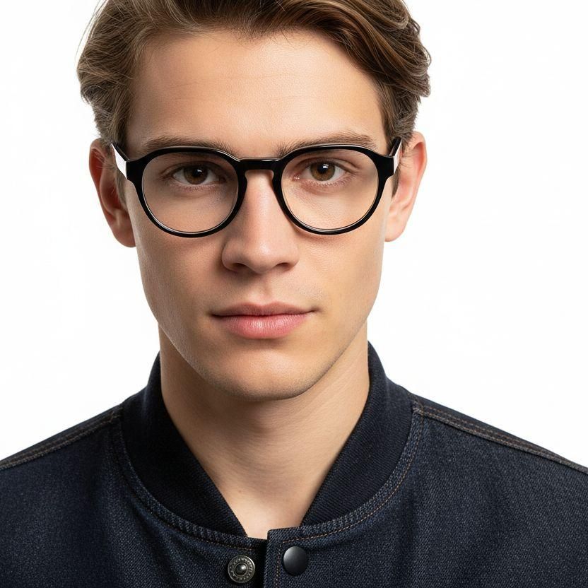 Oval Black Acetate Glasses #BS2425-1070