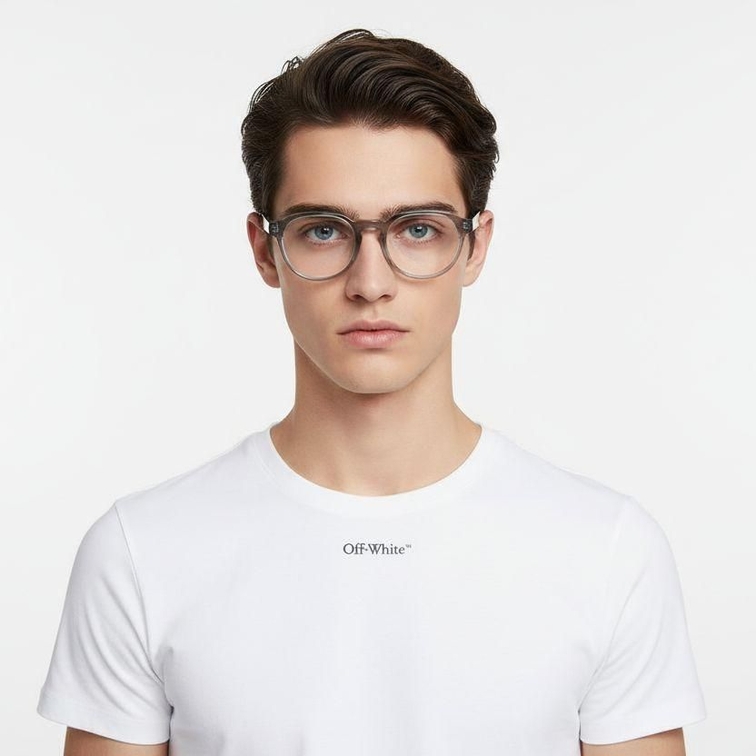 Oval Gray Acetate Glasses #BS2425-1071