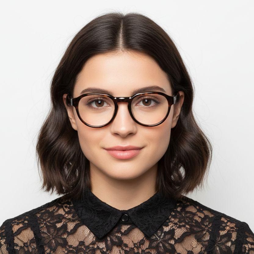 Oval Tortoiseshell Acetate Glasses #BS2425-1073