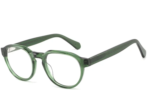 Oval Green Acetate Glasses #BS2425-1074