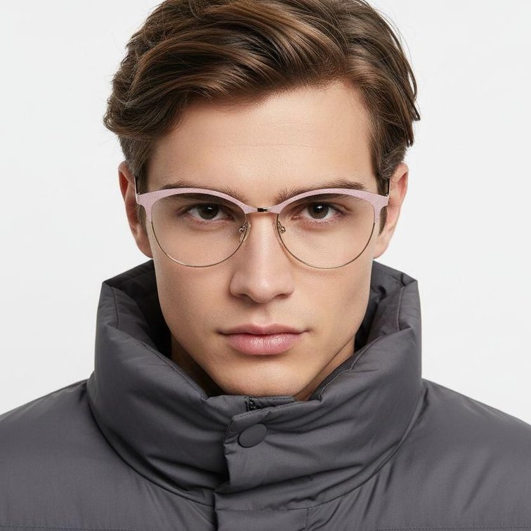 Oval Pink Metal Glasses #BS2425-1081