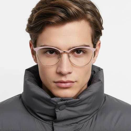 Oval Pink Metal Glasses #BS2425-1081