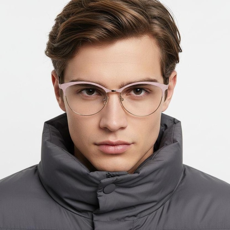 Oval Pink Metal Glasses #BS2425-1081