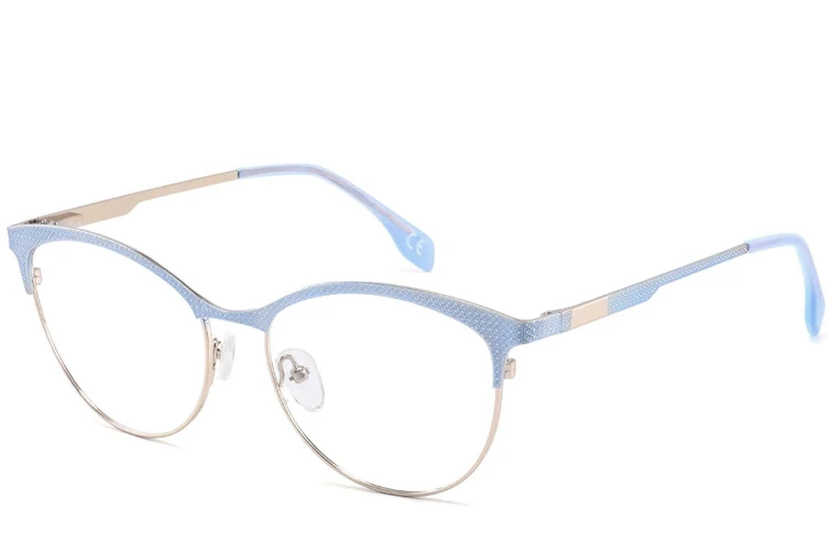Lunettes ovales en métal bleu #BS2425-1082