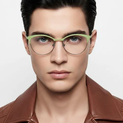 Lunettes ovales en métal vert #BS2425-1083