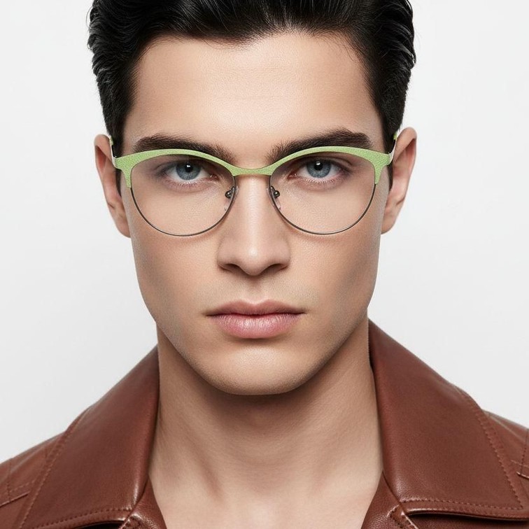 Lunettes ovales en métal vert #BS2425-1083