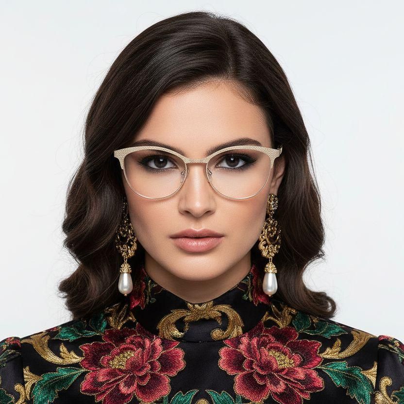 Oval Brown Metal Glasses #BS2425-1084