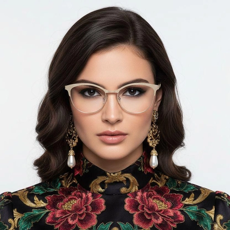 Ovale bruine metalen bril #BS2425-1084