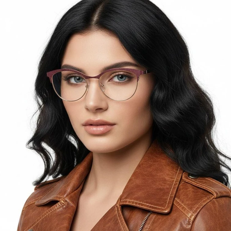 Lunettes ovales en métal rouge #BS2425-1085