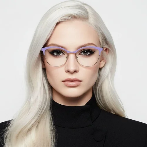 Lunettes ovales en métal violet #BS2425-1086