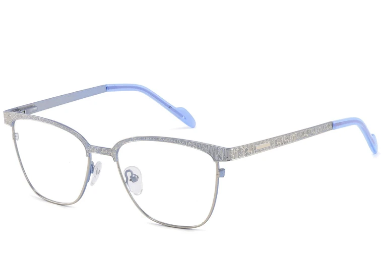 Rechteckige blaue Metallbrille #BS2425-1091